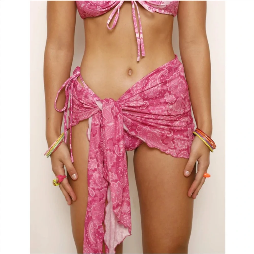 Pink paisley 3 piece bikini set - Picture 6 of 11